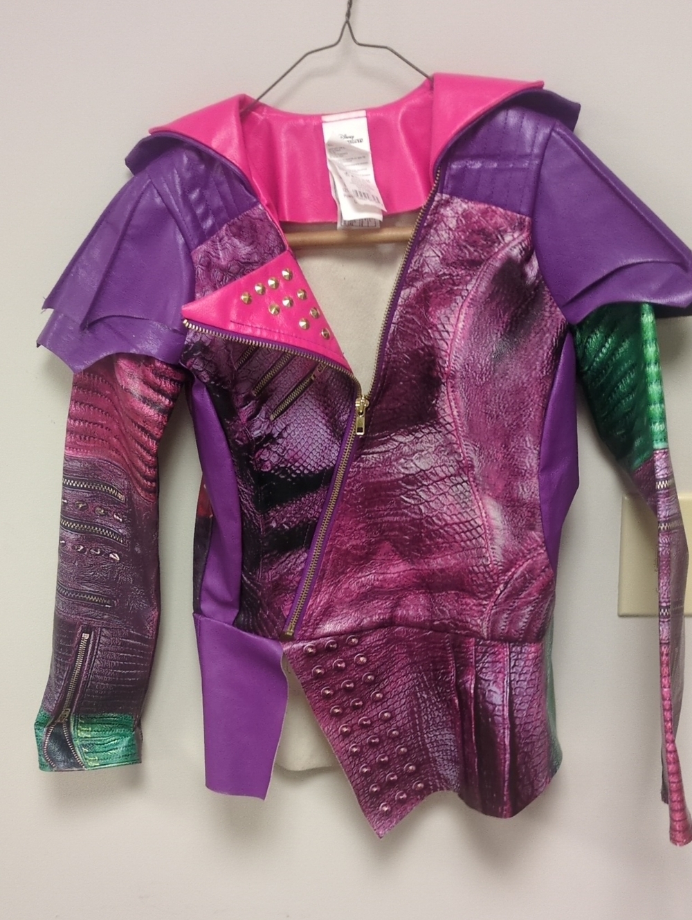 Disney Girls Pink, Purple & Green Faux Leather Costume Jacket